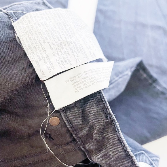 Zara Black Wide Leg Denim Jeans Fringed Hem SZ12 - Picture 8 of 8